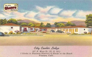 Center Lodge Motel Highway US 101 Ventura California linen postcard - Imagen 1 de 2