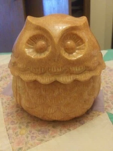1974 Arnel's Owl Trinket Box Orange 5" Ceramic Vintage - Picture 1 of 6