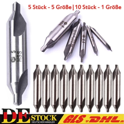 5/10 Stück Zentrierbohrer 60° HSS Kombiniert Center Bohrer Kegelsenker Senker DE