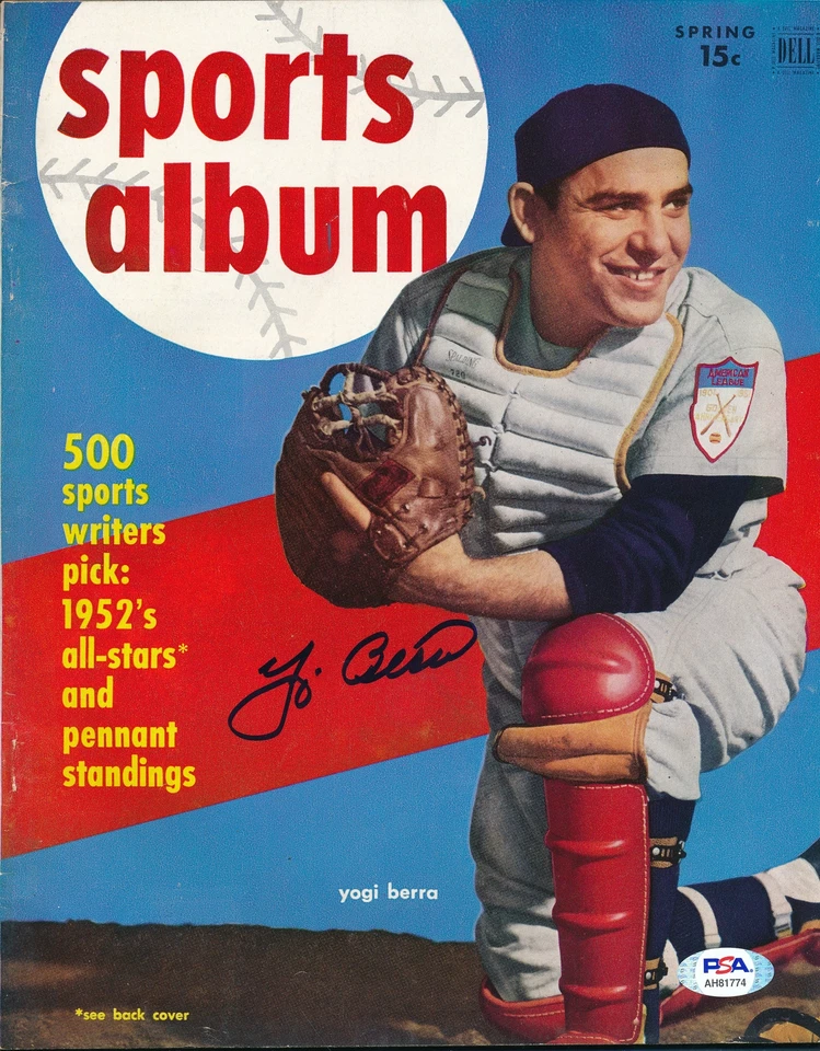 Revista álbum deportivo firmada por Yogi Berra primavera 1952 automático PSA/DNA AH81774 Foto 1 de 1