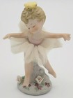 Vintage Ballerina Figurine By George Good White Dress Flowers Made in Taiwan