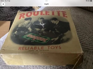 VINTAGE RELIABLE TOYS MADE IN ENGLAND TINPLATE ROULETTE SET COMPLETE - Picture 1 of 9
