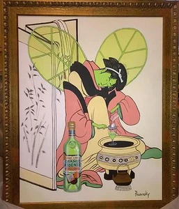John Pacovsky Absente Absolut Vodka Large Asian Original Oil Painting - Picture 1 of 6
