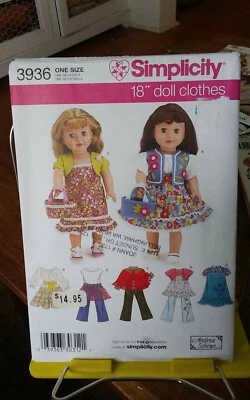 Simplicity Crafts Schewe 3936 18" doll clothes dress jumper peasant blouse NEW - Image 1 of 2