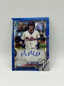 Nick Matron Autograph Bowman Chrome 1st Sapphire Refractor 2021 Topps.  - Picture 1 of 3