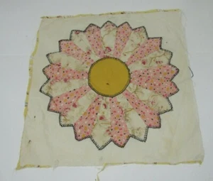 Bloques de edredón bordados a mano de colección 15" x 15" flor cuadrada principios de 1900 (Q12) - Imagen 1 de 4