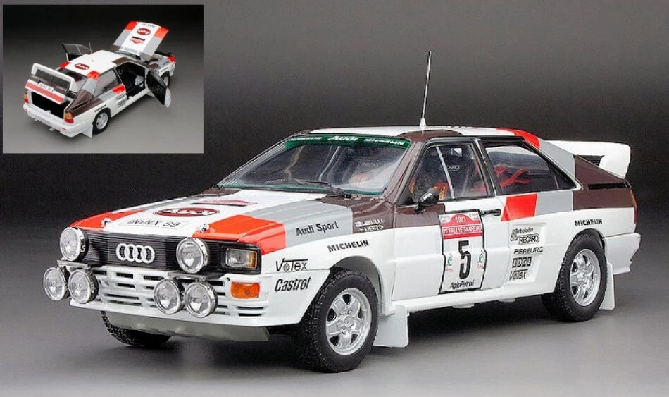 Modellino auto scala 1:18 AUDI QUATTRO A2 RALLY SANREMO 1983 modellismo statico - Immagine 1 di 1