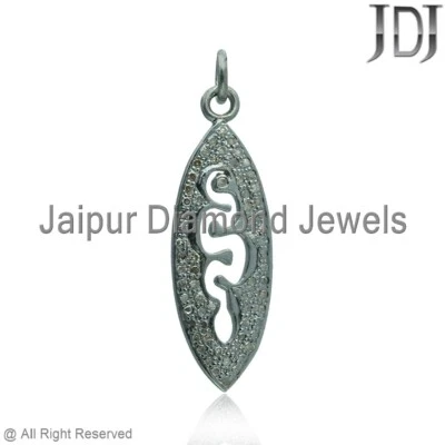 Dije de diseñador pavé natural diamante plata de ley 925 hecho a mano colgante joyería Foto 1 de 4