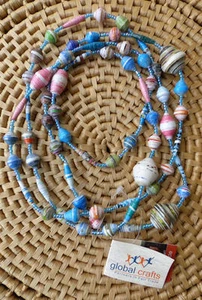 Joyería africana cuentas de papel collar brillante Kenia comercio justo nuevos colores JJJ - Imagen 1 de 1