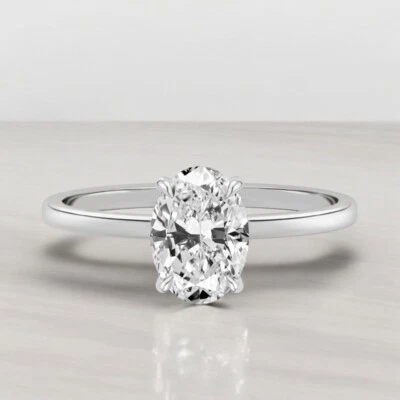 Oval Diamond Engagement Ring IGI Certified Lab Created 1.10 Ct 14K White Gold - Image 1 of 4