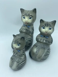 3er Set ENTZÜCKENDE Katze Kätzchen Figuren mexikanische Kunstkeramik signiert Keramik - Bild 1 von 14