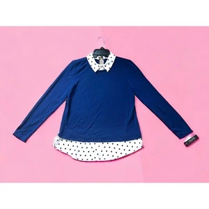 Zac & Rachel marineblau & weiß 2 in 1 Bluse klein - Bild 1 von 8