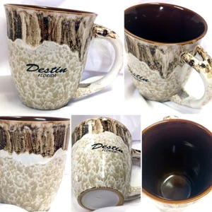 TAZA DE CAFÉ GRANDE DESTIN FLORIDA RECUERDO GRES BRONCEADO Y MARRÓN - Imagen 1 de 12