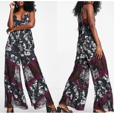 Mono Intimately Free People Mujer Carta de Amor Floral Encaje Pequeño Medianoche Foto 1 de 4