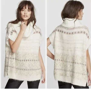 FREE PEOPLE Women Cottagecore Lagenlook Fair Isle Cowl Neck Soft Knit Sweater XS - Picture 1 of 11
