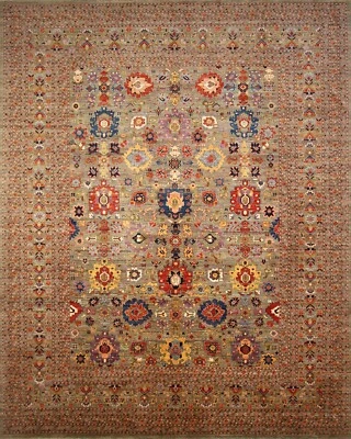 12x15 Taupe Beige Bidjar Afghan Hand Knotted Wool Transitional Oriental Rug - Image 1 of 4