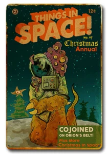 Vintage Styled Metal Sign Space Alien Astronaut Horror Sci Fi Pulp Art Decor 1  - Picture 1 of 1