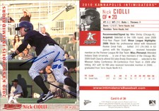 Nick Ciolli Signed 2010 MultiAd Kannapolis Intimidators #6 Card Auto AU