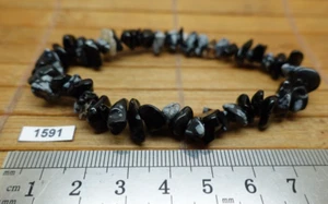 Bracelet baroque OBSIDIENNE FLOCON DE NEIGE des USA pierre naturelle qualité AB - Picture 1 of 3
