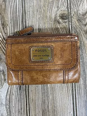 FOSSIL Brown Distressed Leather LONG LIVE VINTAGE 3.5 X 5.5 Bifold Wallet • 28€