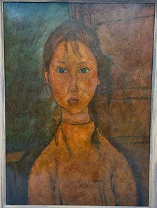 OLD VINTAGE AMEDEO MODIGLIANI REAL PAINTING LOOK ENHANCED PRINT - LITHOGRAPH - Picture 1 of 11