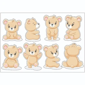 Cute Baby Teddy Bear Sticker Sheet Decal Bear Wall Self Adhesive Vinyl A4 PS0300 - Picture 1 of 1