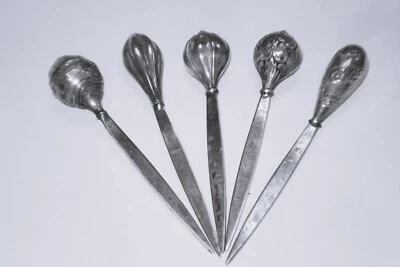 Anitque Repousse Sterling Silver Hors D'Ordeurves Pick Appetizer Pick Set 5 - Image 1 of 2