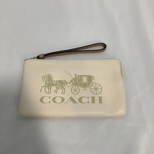 Coach Donna C4464 Crema Due Slot per Carte di Credito Grande Angolo Zip Polso Pochette