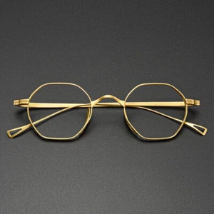Ultraleichte männliche Titanlegierung Polygon Brille Vintage Luxus Nearsight Brille - Bild 1 von 14