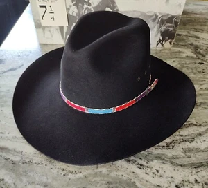 STETSON XXXX 4X Beaver 7 1/4 BLACK COWBOY HAT Tracy Lawrence Edition - RARE! - Picture 1 of 9