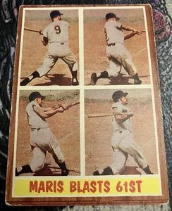 New York Yankees: 1962 Topps #313 Roger Maris en acción - ¡En muy buen estado+! - Imagen 1 de 1
