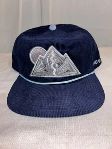 Powder7 Night Rider Cord Baseballmütze neu ohne Etikett NEU marineblau golden Colorado Skifahren - Bild 1 von 4