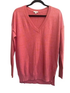 Gap Women’s Small **SAMPLE** VNeck Orange Pink 5% Cashmere Sweater Tunic #4730 - Picture 1 of 13