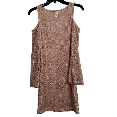 Forever 21 Pink Lace Dress Medium Bell Sleeve Cold Shoulder Party Mini Night Out - Image 1 of 4