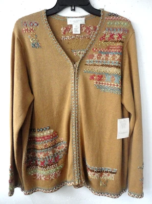 Susan Bristol  2W 2X cardigan sweater full zip Beaded embroidered  BEAUTIFUL NWT - Image 1 of 4