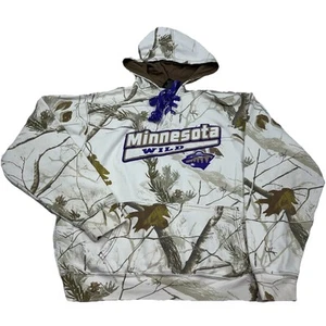 Minnesota Wild Hoodie Women Medium White Purple Camo Sweatshirt Sweater Ladies - Picture 1 of 10