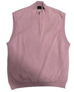 Greg Norman Knitted Lined Sweater Vest Mens XL 1/4 Zip Pullover Pink - Picture 1 of 8