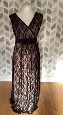 Dorothy Perkins Black/Beige Lace/Bead Maxi Dress Size 10 / 58”Length RRP£55 BNWT - Image 1 of 4