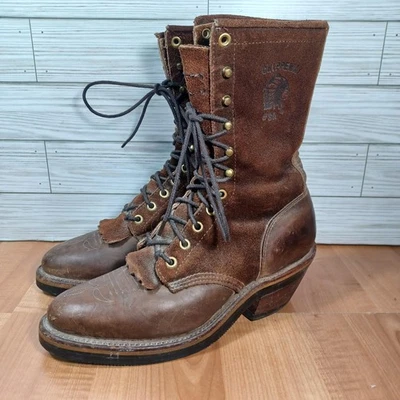 De Colección Chippewa Packer Botas Mujeres 7M Leñador Caballo Loco Gamuza Kiltie Hecho en EE. UU. 90s Foto 1 de 4