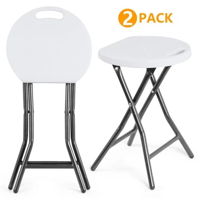 Round Collapsible Folding Bar Stool Counter Height Chairs for Camping Kitchen US - Image 1 of 4