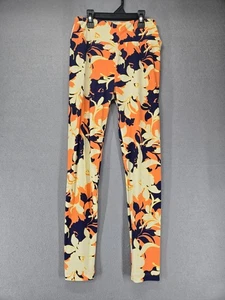 LuLaRoe Leggings/Women's Stretch Pants, Hawaiian Flower, Orange/Navy/Cream, XS/S - Picture 1 of 5
