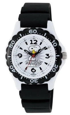 Reloj Pulsera Citizen Q&Q Snoopy Impermeable Correa Uretano AA96-0016 Blanco x Negro Foto 1 de 4