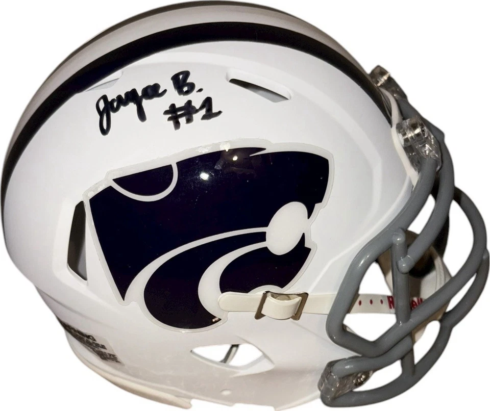 Kansas State Wildcats Jayce Brown Signed White Mini Helmet JSA Certified - Image 1 of 1
