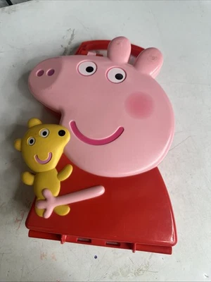 Estuche de transporte Peppa Pig Ltd 2003 almacenamiento niños en forma de Peppa vacío interior vintage Foto 1 de 4