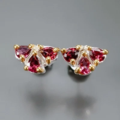 Pendientes de rodolita natural joyería plata de ley 925/E129491 Foto 1 de 4