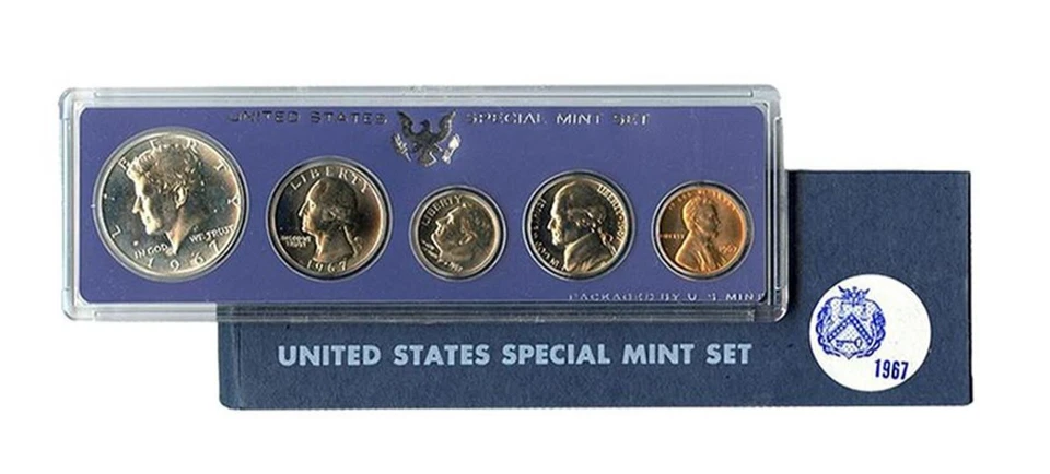 1967 US Special Mint Set SMS 5 Coins with 40% Silver Kennedy Half Dollar and Box - Image 1 of 1
