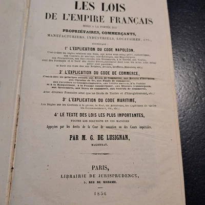 Les lois de l'Empire Français code Napoléon,commerce, maritime 1856 - Photo 1/4