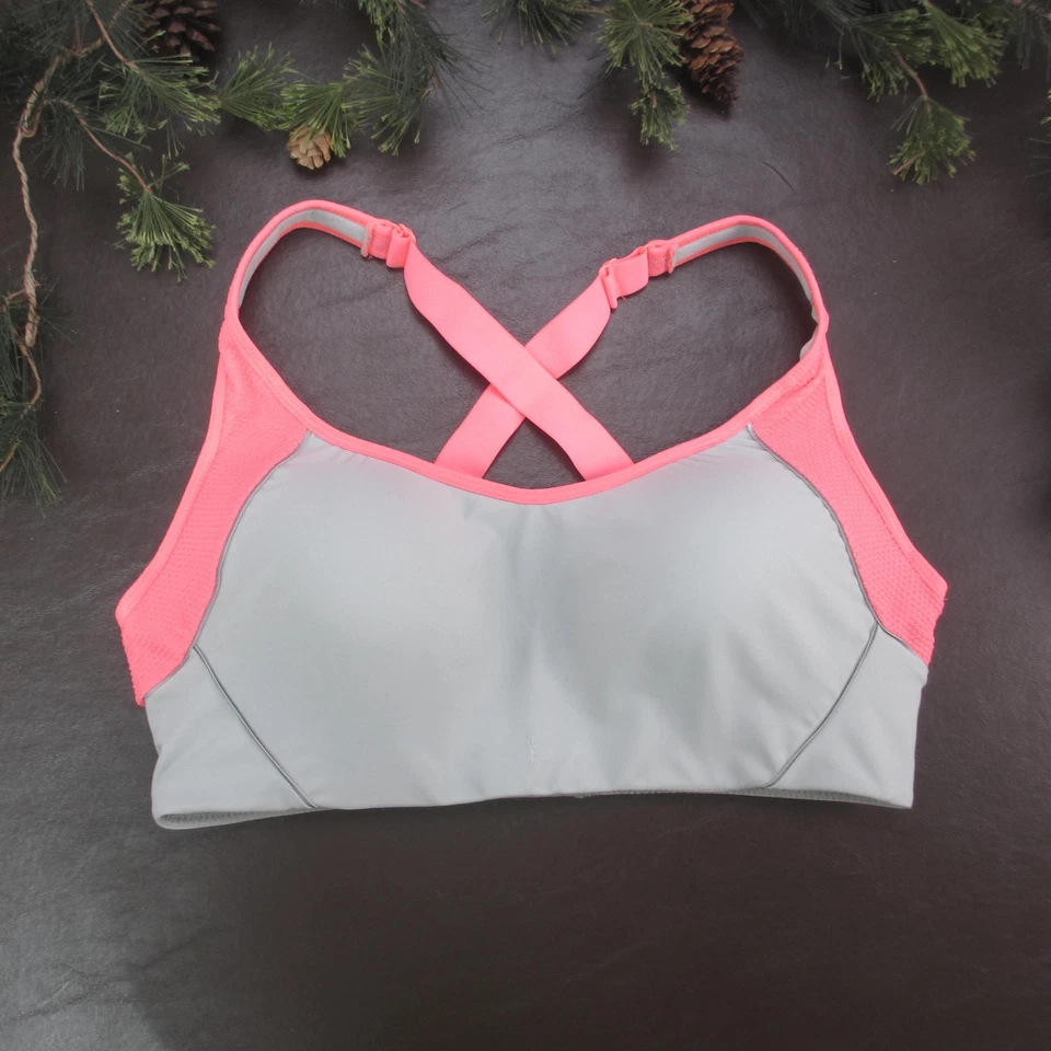 Danskin Now Sports Bra Womens 38DD Gray Pink Padded Crossback Athletic - Image 1 of 4