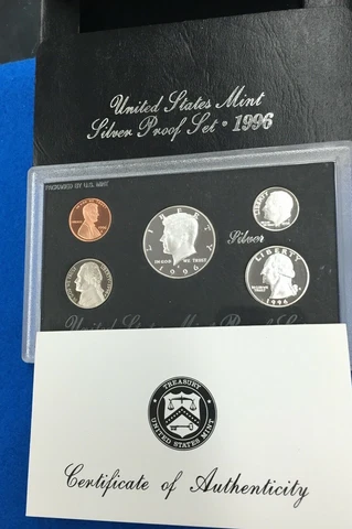 1996 U.S. Mint Issued Silver Proof Set 90% Silver Coins Cover
