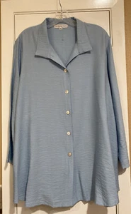 Neu mit Etikett Christopher Calvin Damen XL blau Button-Down-Bluse Viskose-Mischung Lagenlook  - Bild 1 von 5